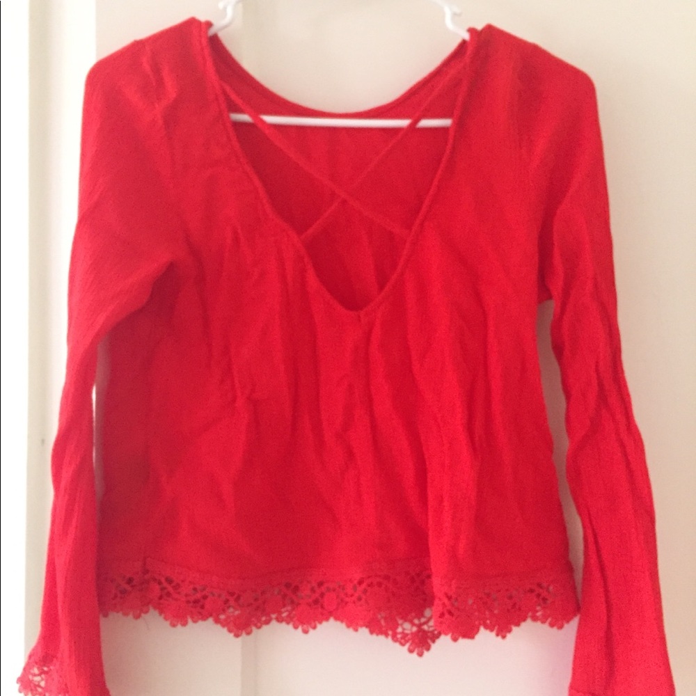 Red Long Sleeve Top
